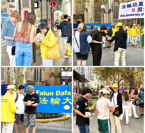 In front of the Sydney Town Hall on April 24, people signed the petition calling for an end to the persecution.