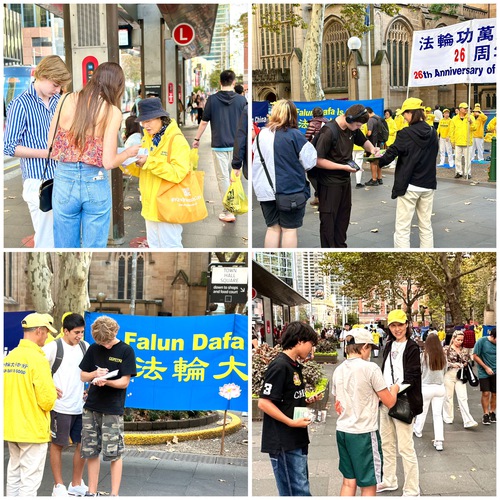 In front of the Sydney Town Hall on April 24, people signed the petition calling for an end to the persecution.